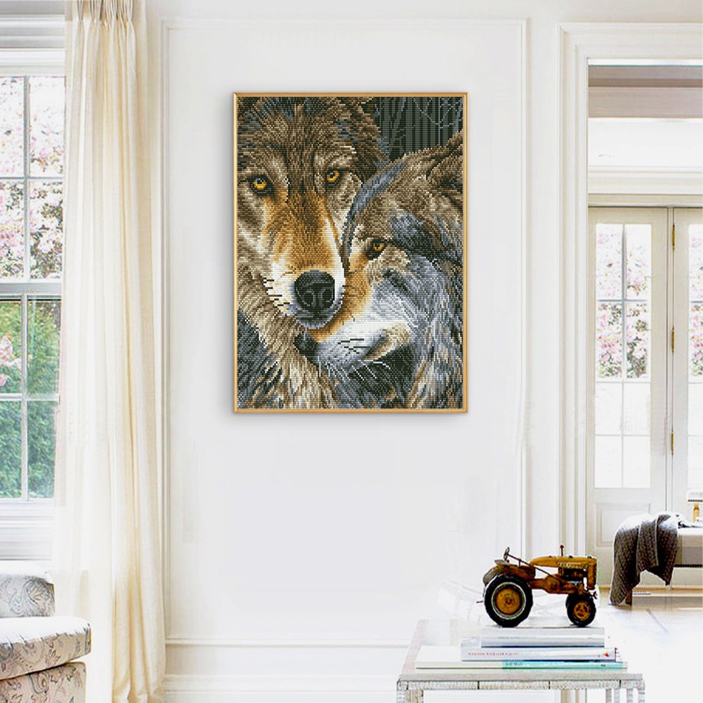 Diamond Painting - Full Round -Two Wolves