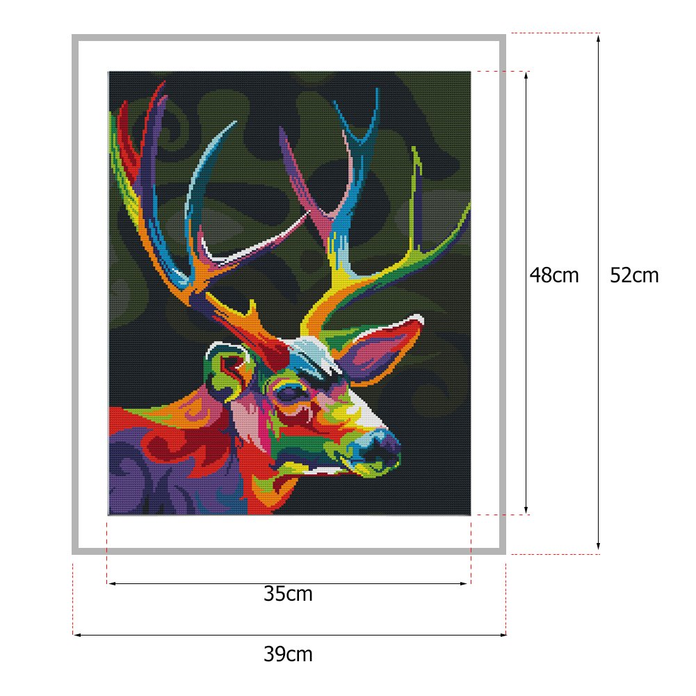 14ct Stamped Cross Stitch - Colorful Elk (39*52cm)
