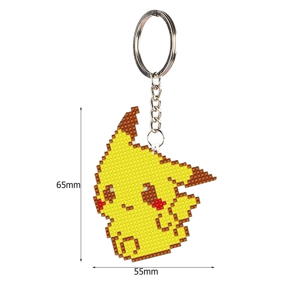 Stamped Beads Cross Stitch Keychain Pikachu 