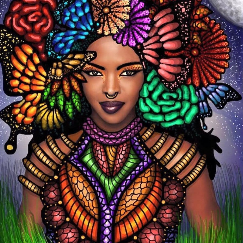 5D DIY Beads Art Kits African Woman Colorful Hair
