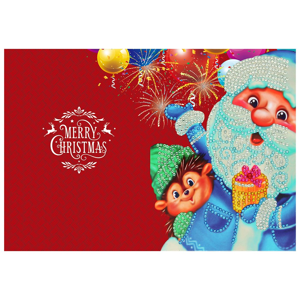 Santa Claus & Monkey 5D Diamond Painting Greeting Card