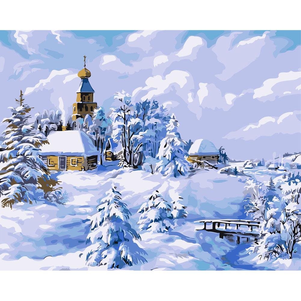 Paint By Number Oil Painting Snow Village (40*50cm)