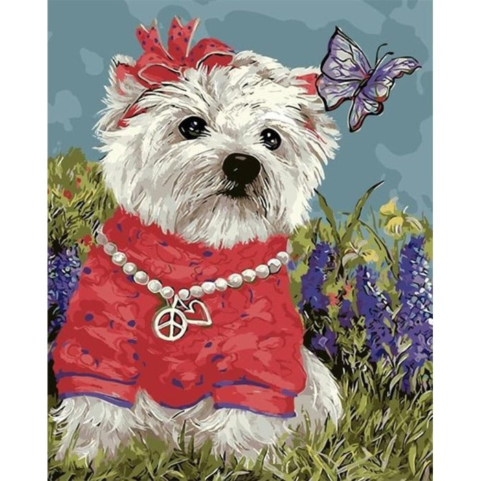 Dog Animal Oil Painting By Numbers DIY Hand Painted Canvas Art Pictures