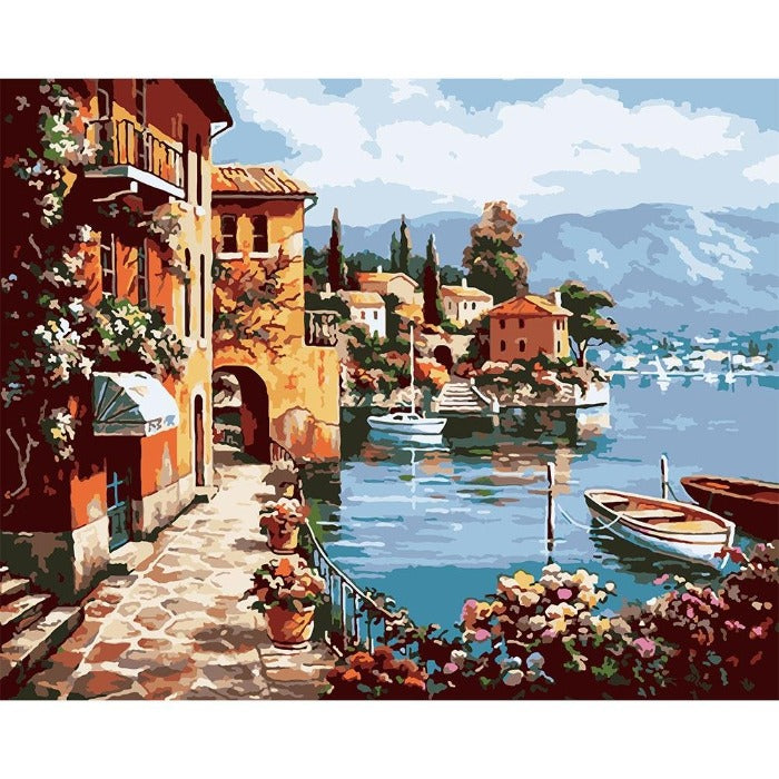 Quiet Town Hand Painted Artwork Canvas Oil Art Picture Craft Home Wall Decor