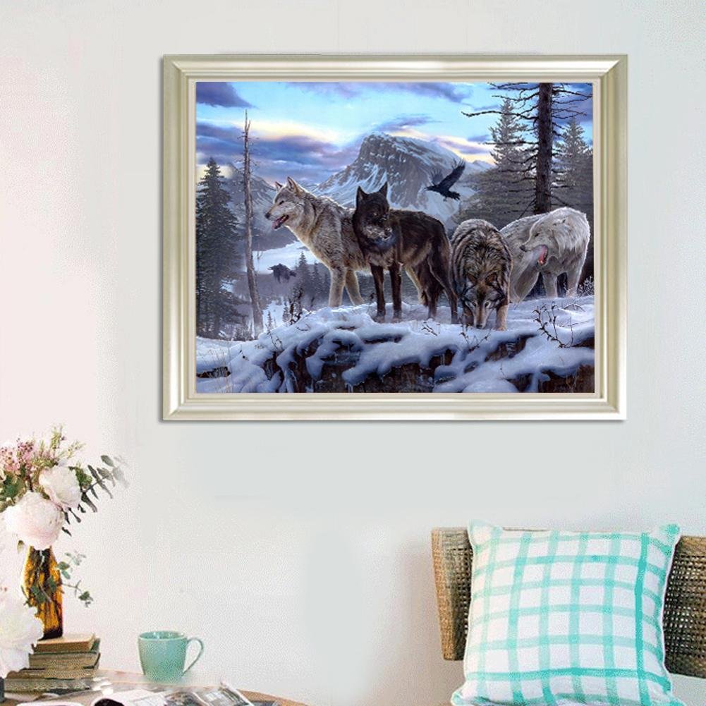 Pintura de diamante - Ronda parcial - Lobo de nieve