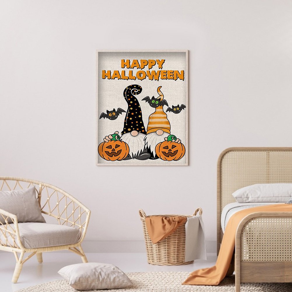 Ponto cruz estampado 11ct - Gnomo de Halloween (40*55cm)