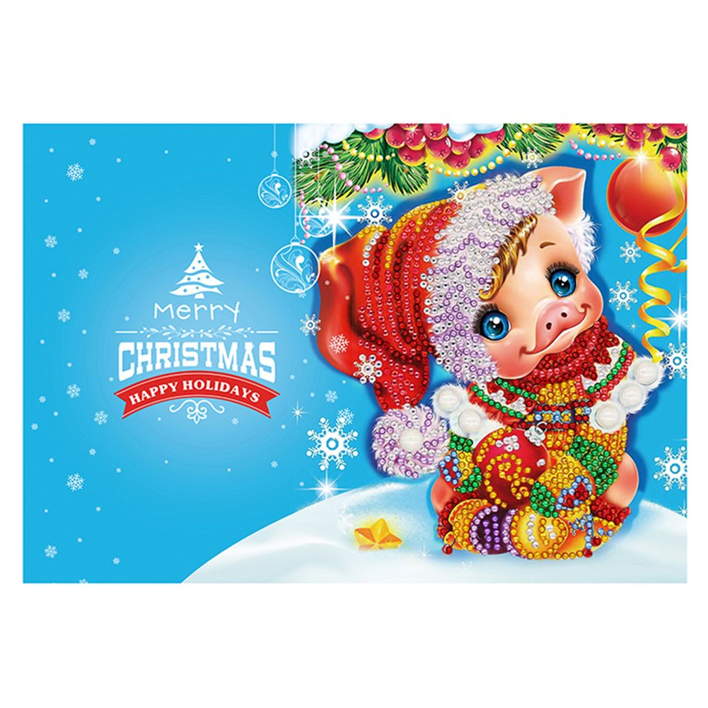 Pig DIY Diamond Painting Christmas Greeting Card