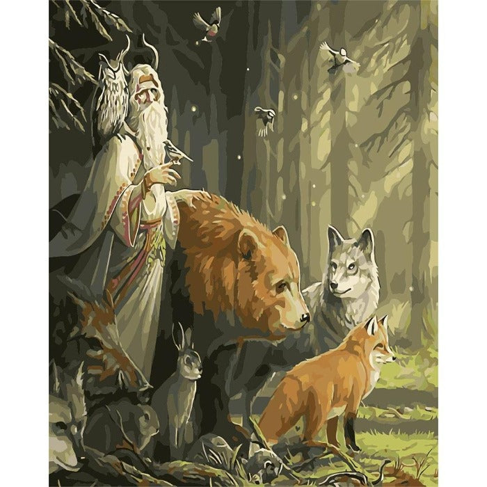 Grandpa with Animals Acrylic Painting Wall Art Picture Craft for Home Decor