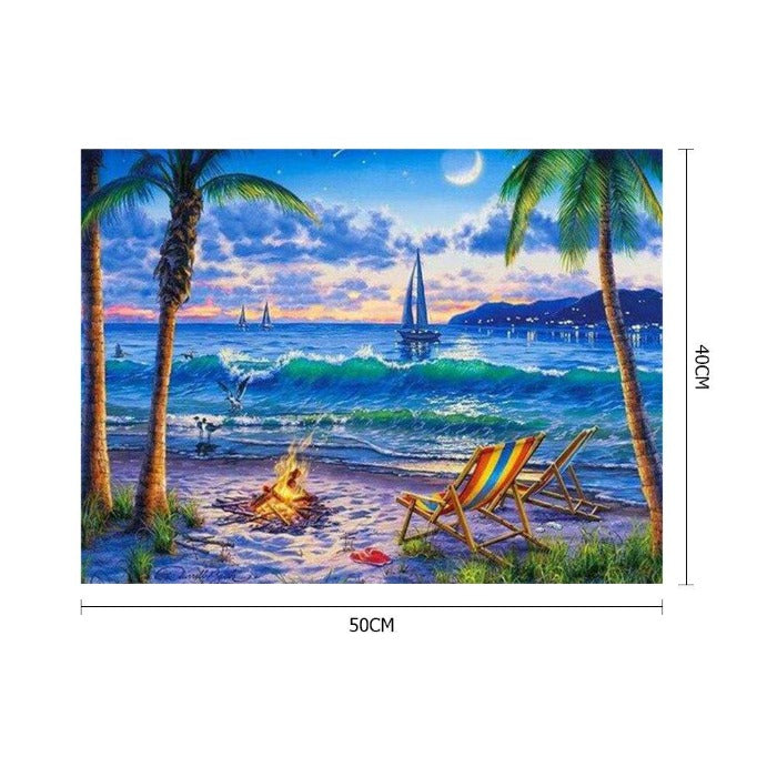 Oil Painting By Number Beach View Oil Painting Wall Art Craft Decor