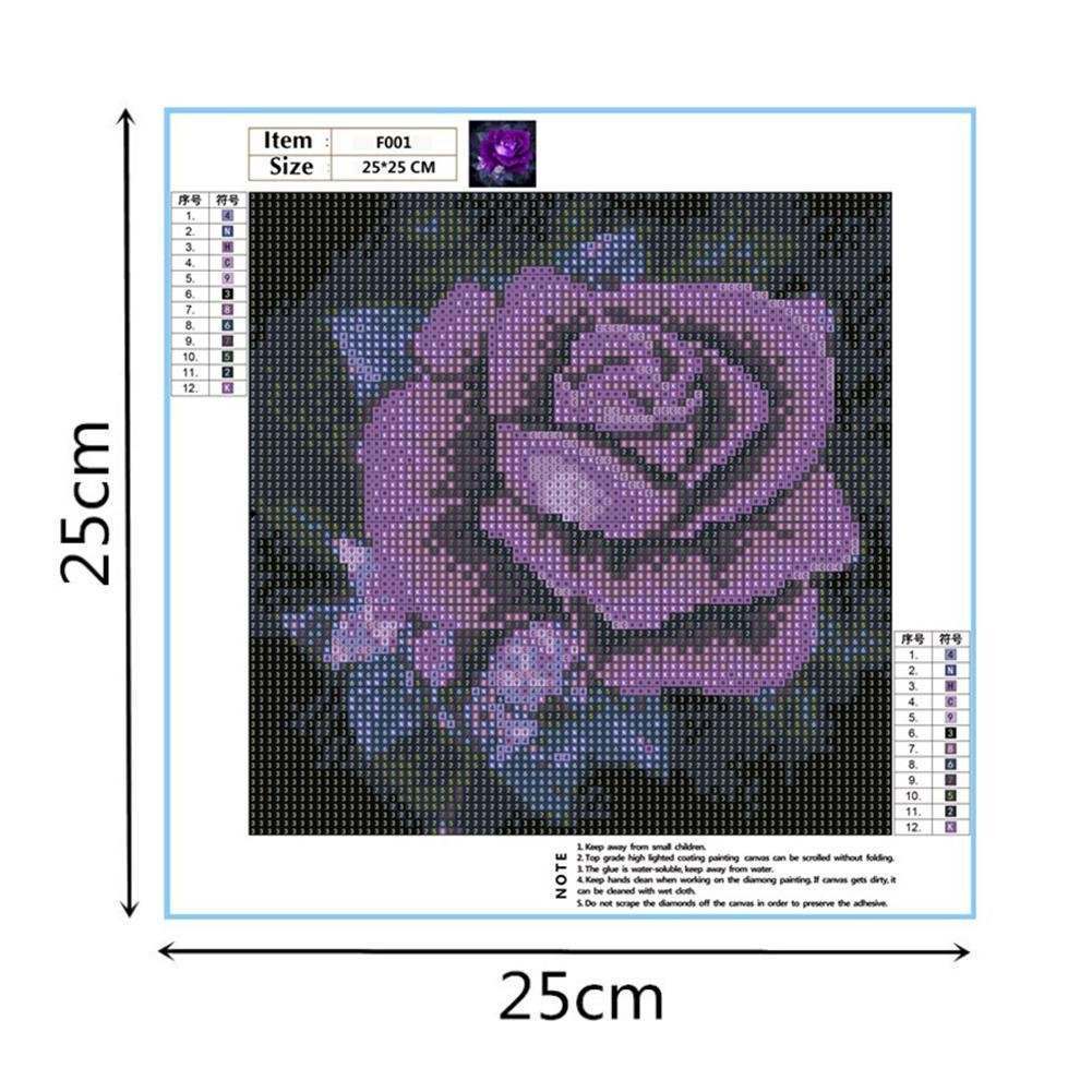 Kit de pintura de diamantes 5D DIY - Cuadrado completo - Rosa púrpura