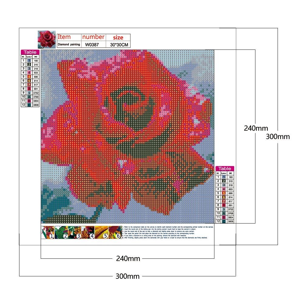 Diamond Painting - Full Round - Red Rose 1