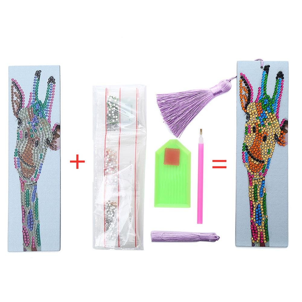 DIY Special Shape Giraffe Diamond Painting Leather Tassel Bookmark (40*40cm)