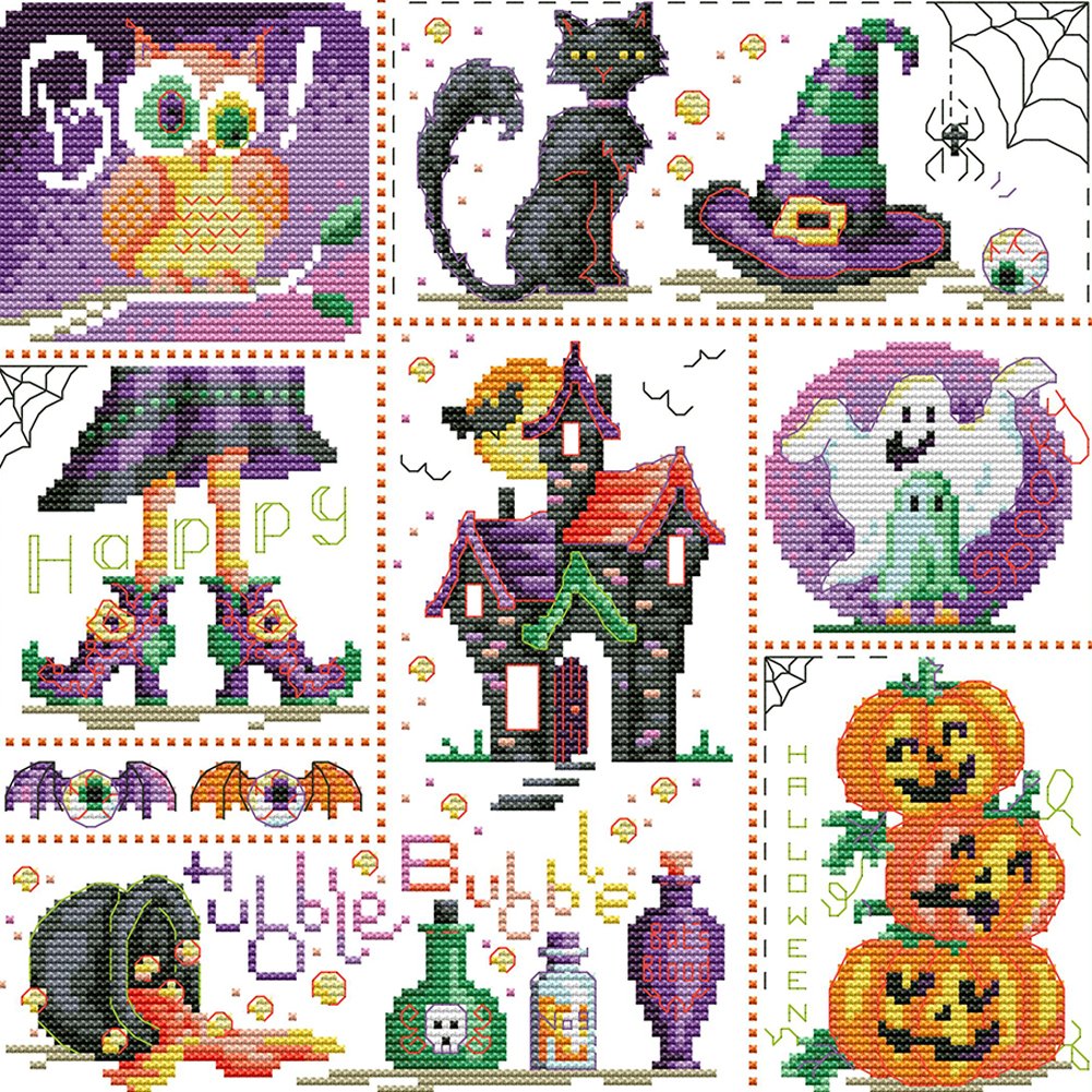 11CT Stamped Cross Stitch Halloween Day(41*41cm)
