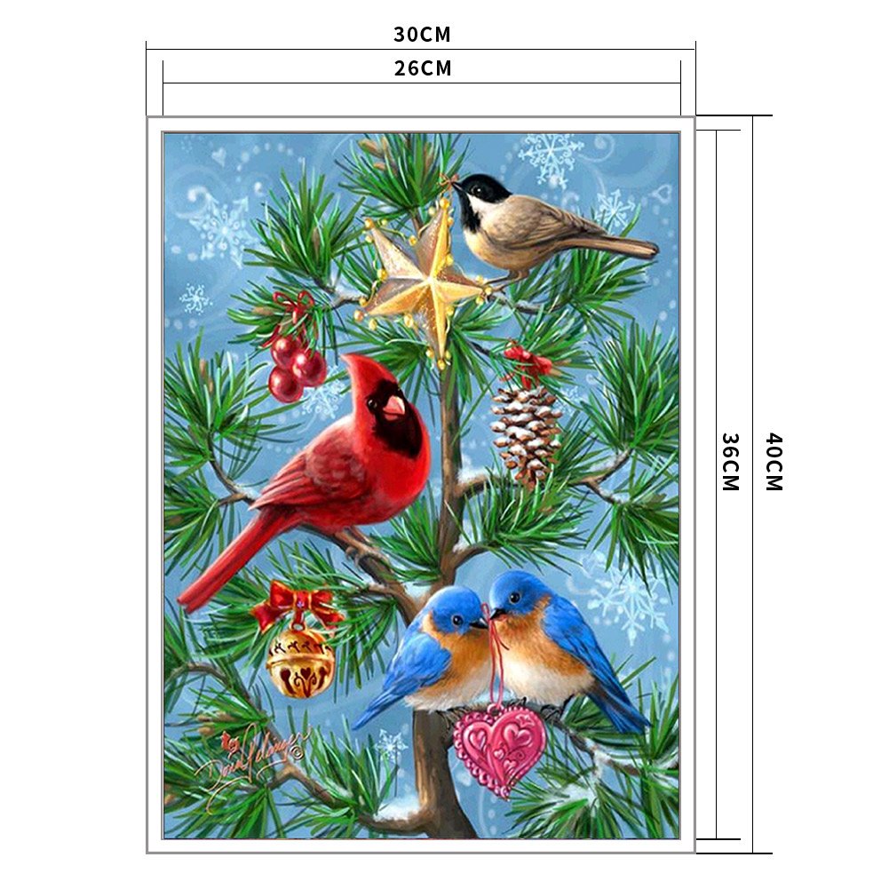 11ct Estampado Ponto Cruz - Pássaro de Natal (30*40cm)