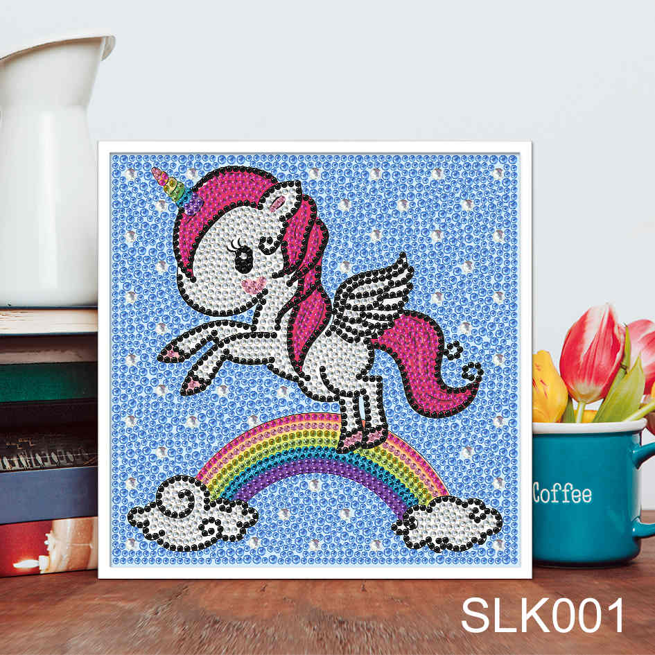 Unicornio | Kits de pintura de diamantes con diamantes de imitación de cristal para niños | 18x18cm un