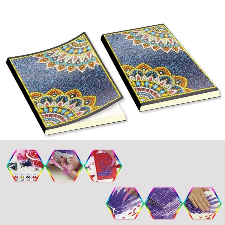 Cuaderno A5 5D, pieza de bricolaje, libro diario con diamantes de imitación con forma especial | Flor A2
