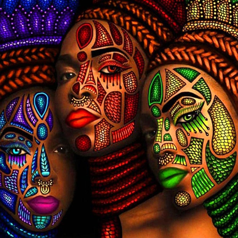 5D DIY Beads Art Kits African Women Tattoo Face