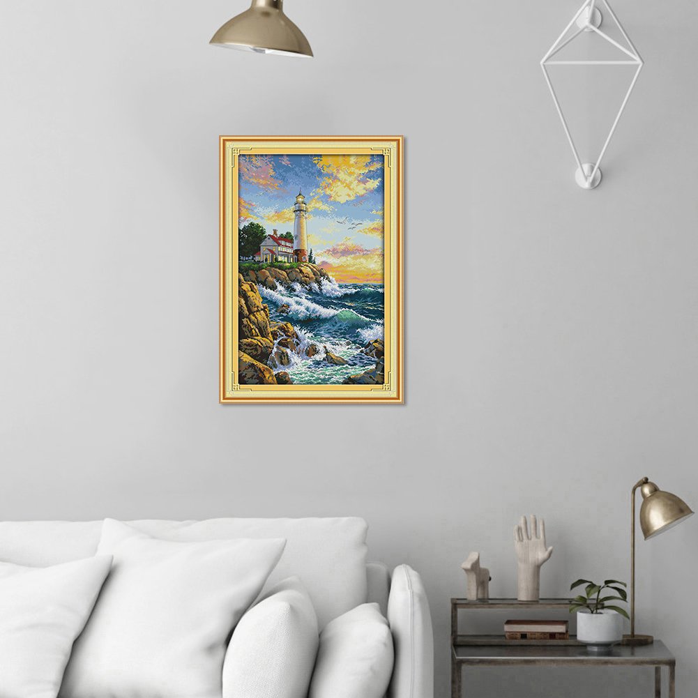 14ct Stamped Cross Stitch - Seaside Lighthouse (65*44cm)