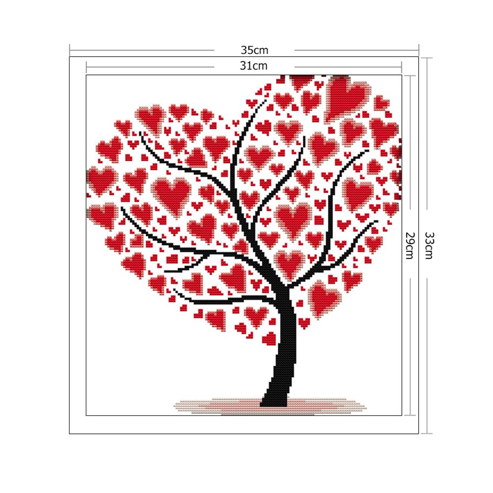 Ponto cruz estampado 14ct - Árvore do amor (35*33cm)