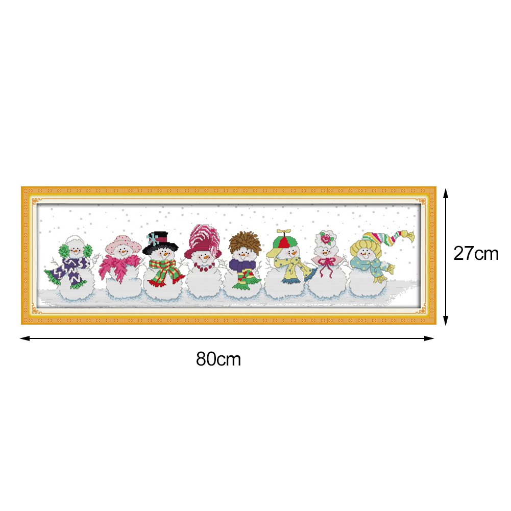 Ponto cruz estampado 14ct - bonecos de neve (80*27cm)