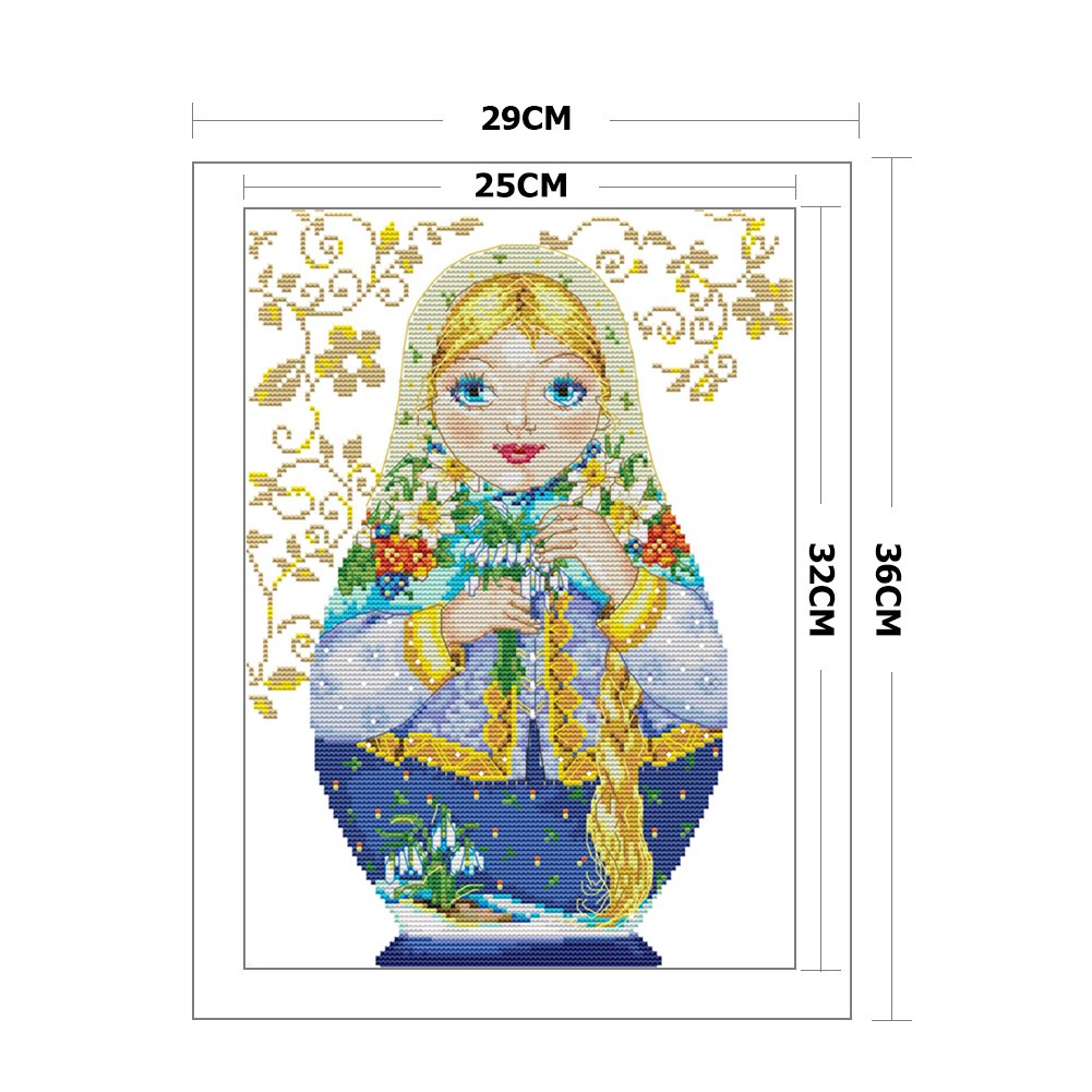 14ct Stamped Cross Stitch - Russian Doll (29*36cm) A