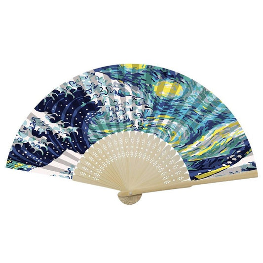 DIY Oil Paint By Number Folding Fan Sea Wave