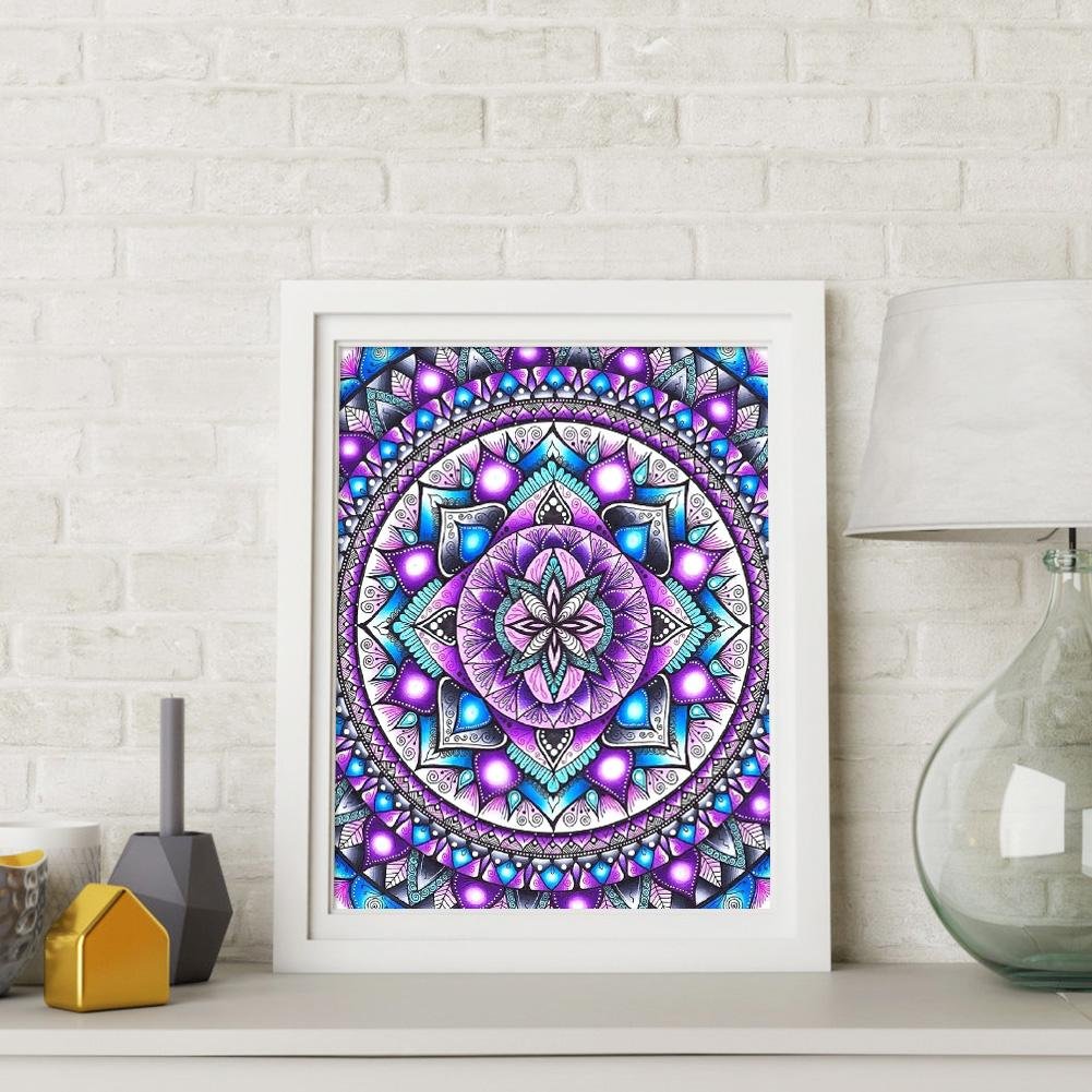Pintura de diamante - Ronda completa - Mandala púrpura