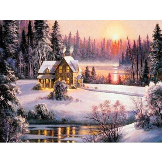 Snow House canvas paint by numbers (40*50cm)