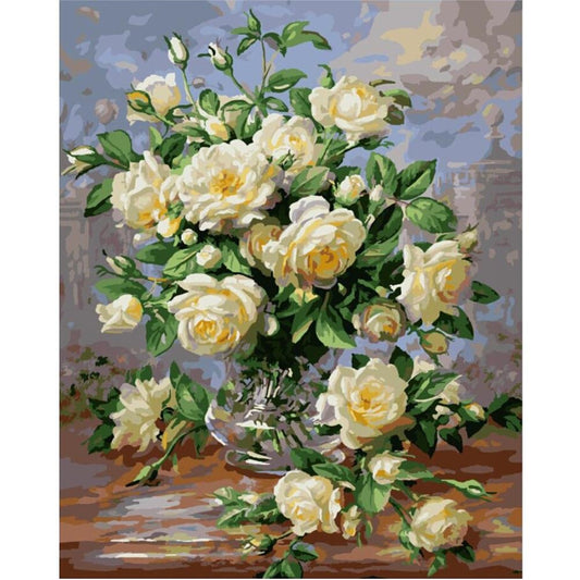 Paint By Number Oil Painting White Flower