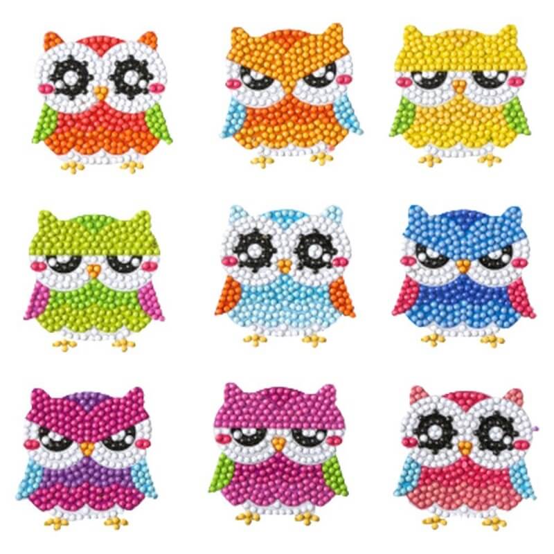 9 Pieces 5D DIY Diamond Painting Stickers Kit Cute Owl
