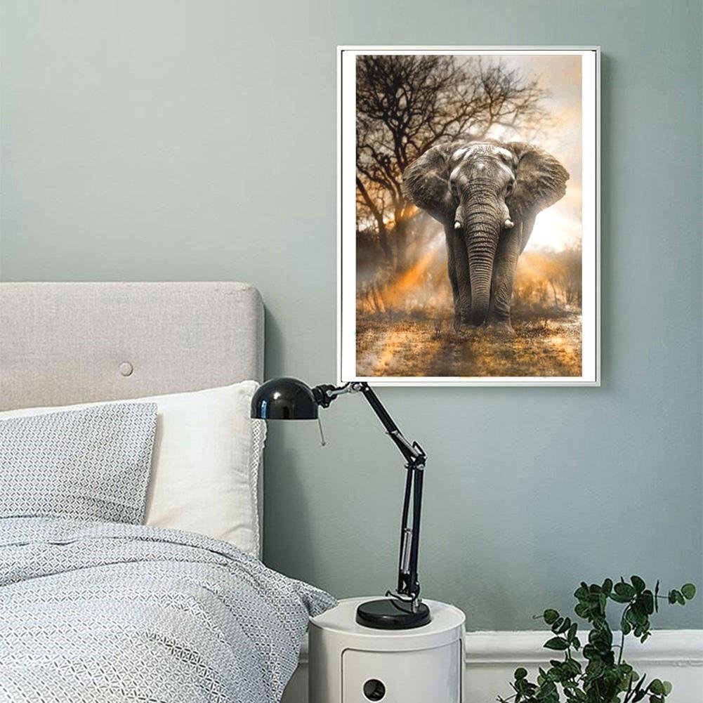 Pintura Diamante - Redondo Completo - Elefante em pé