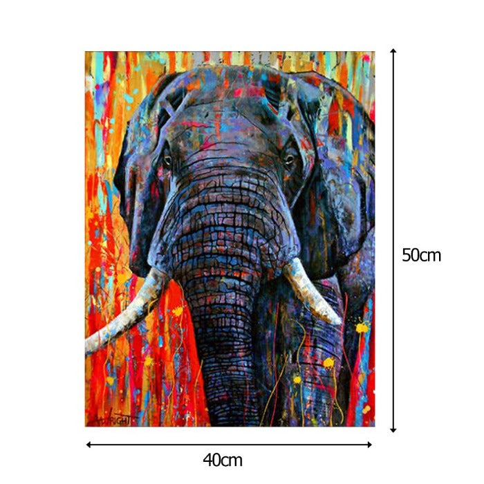 Oil Painting By Numbers Male Elephant DIY Canvas Coloring Picture