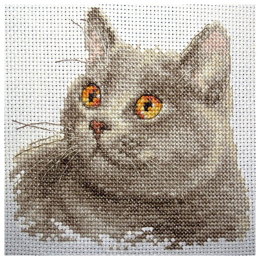 11ct Stamped Cross Stitch Cat Quilting Fabric (40*40cm)