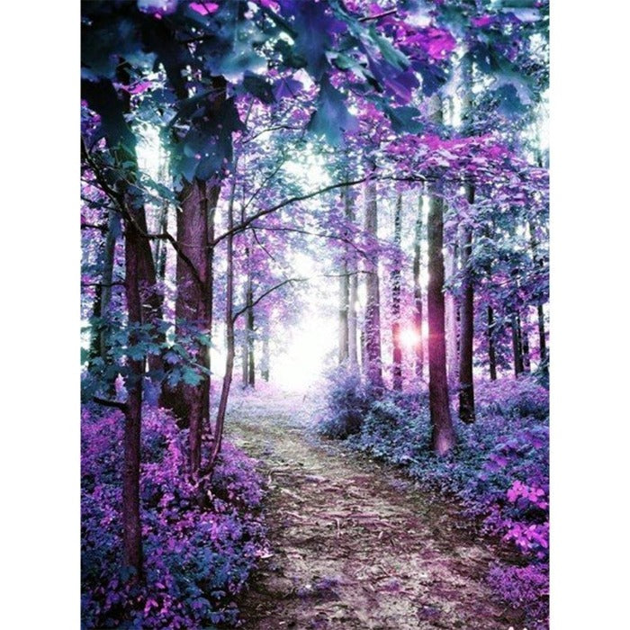 Purple Grove Hand Painted Canvas Oil Art Picture Craft Home Wall Decor