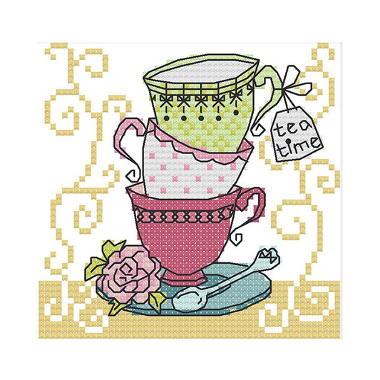 14ct Stamped Cross Stitch Teacup(15*14cm)