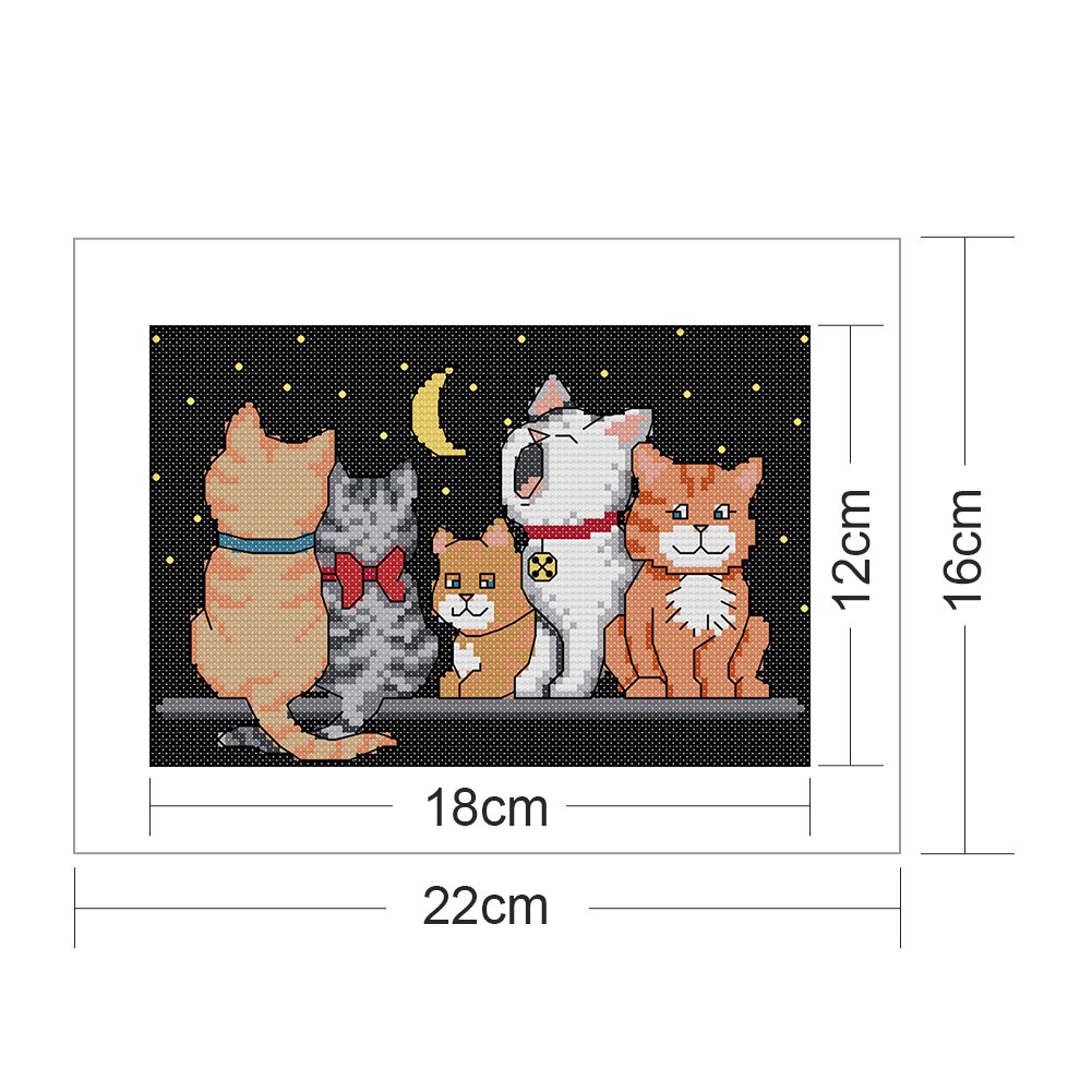 14ct Stamped Cross Stitch - Five kittens (22*16cm)