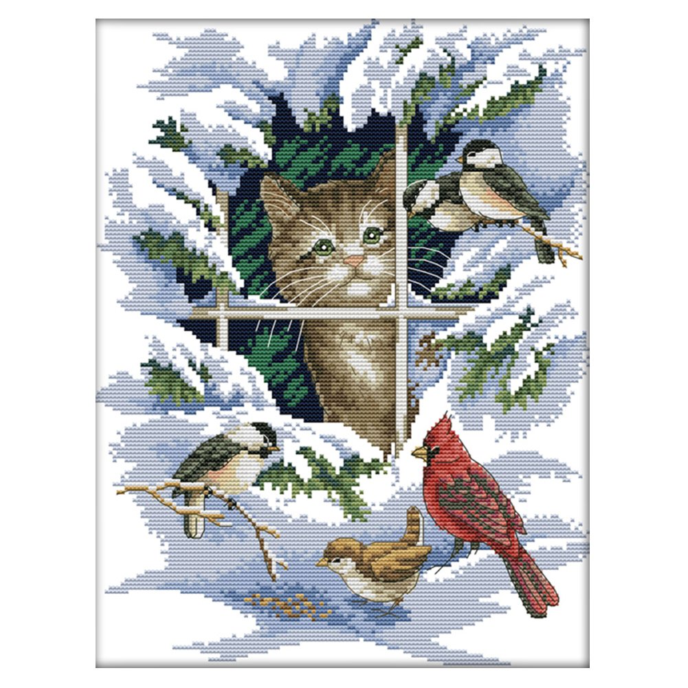 14ct Stamped Cross Stitch Cat (30*37cm)