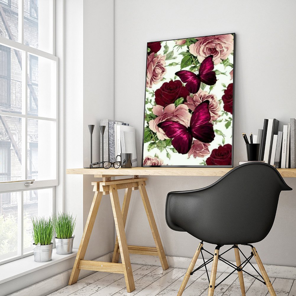 Diamond Painting - Full Round - Butterfly Rose