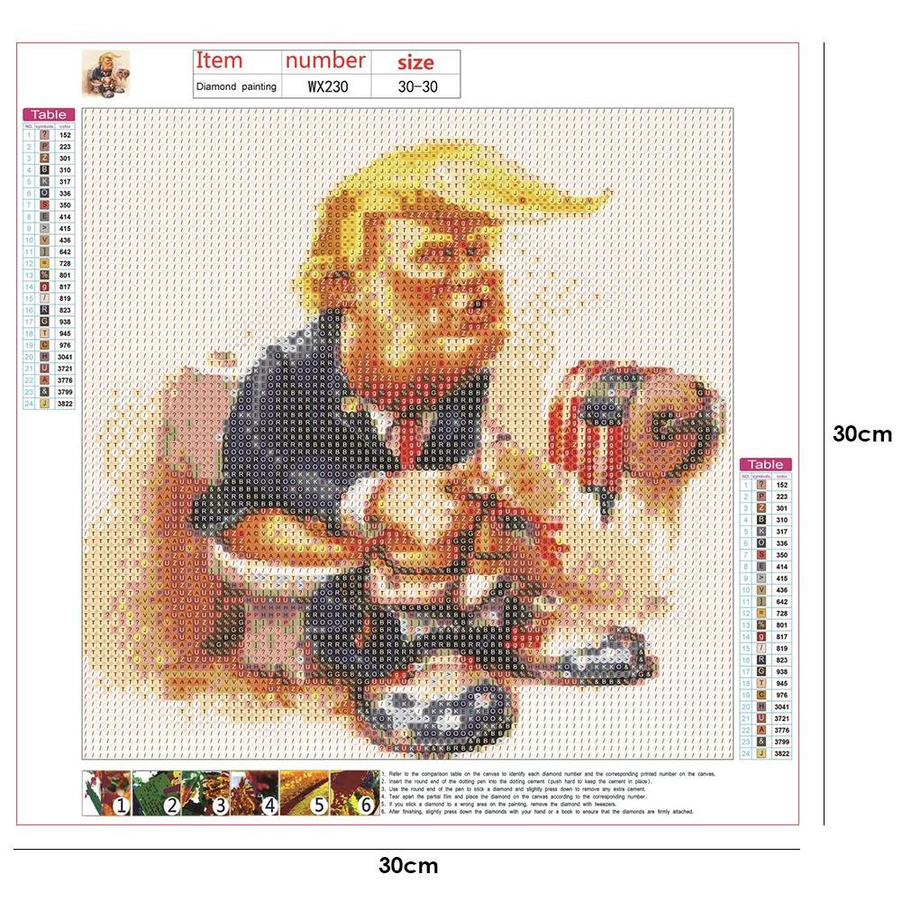 5D DIY Diamond Painting Kit - Full Round - Cartoon Trump