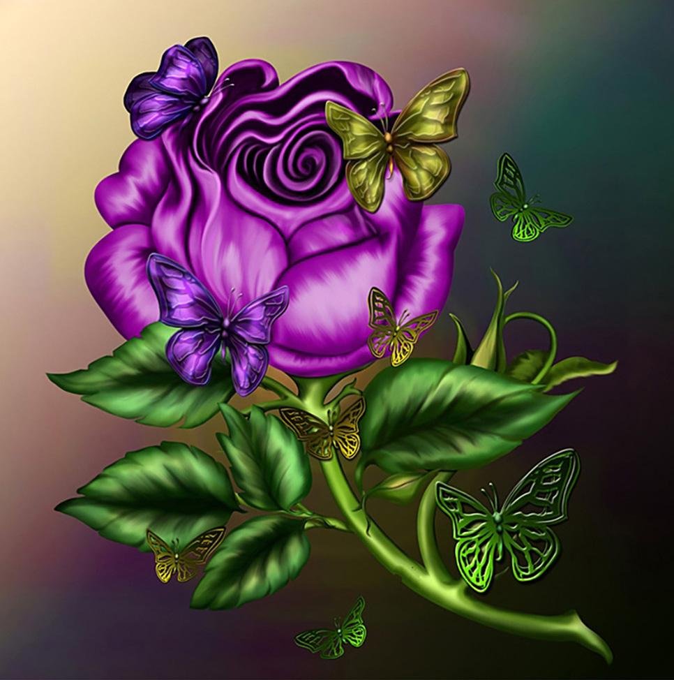 Diamond Painting - Full Round - Purple Flower
