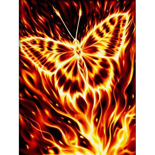 Fire Butterfly 5D Diy Diamond Painting Kit With Full Round Beads