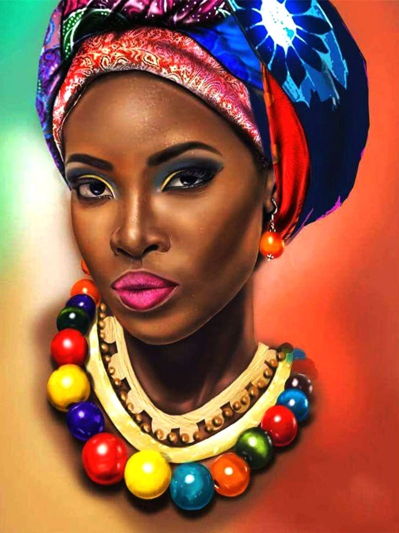African Women Full Round 5d diamond painting