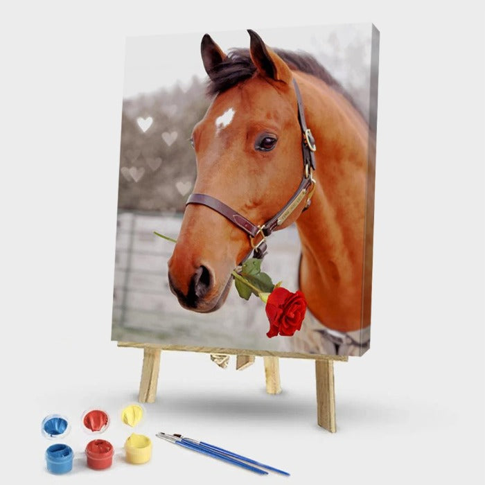 Rose Horse Coded Abstract Acrylic Oil Paint by Numbers Adults Children Gifts