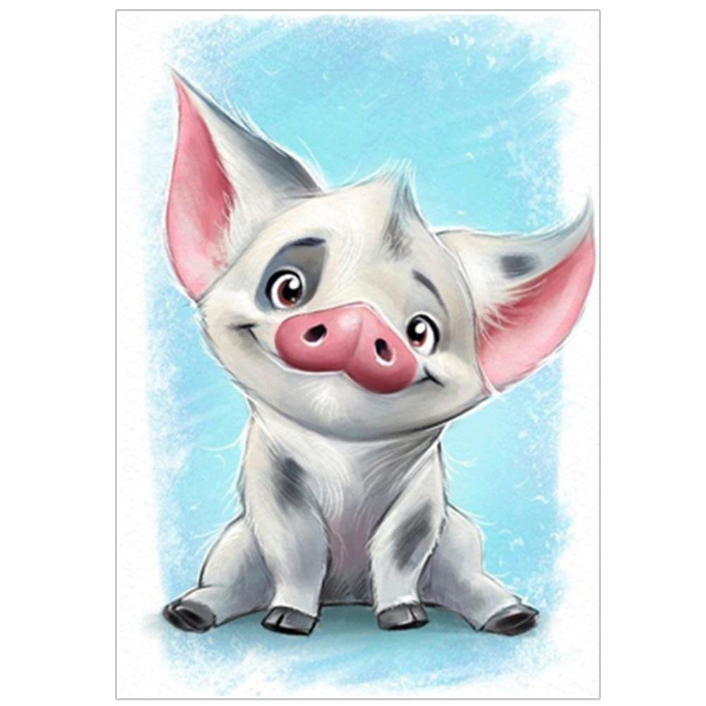 Diamond Painting - Partial Round - Cartoon Pig