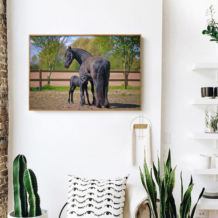Feeding Horse Hand Painted Artwork Canvas Digital Oil Art Picture