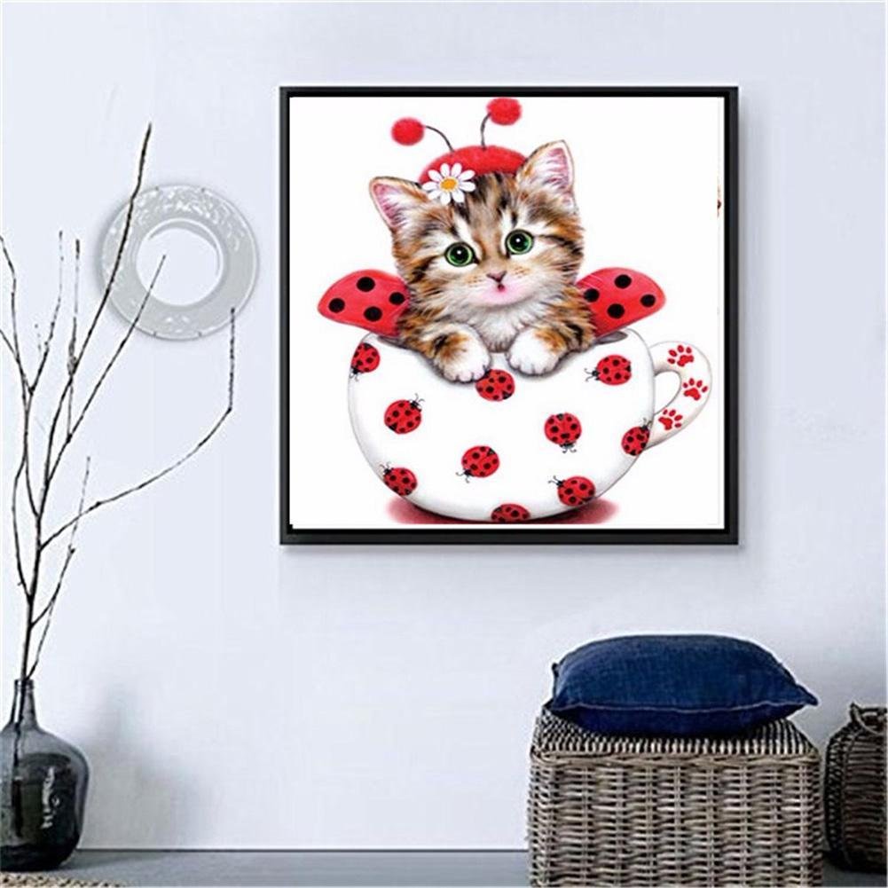 Diamond Painting - Partial Round - Cute Cup Cat