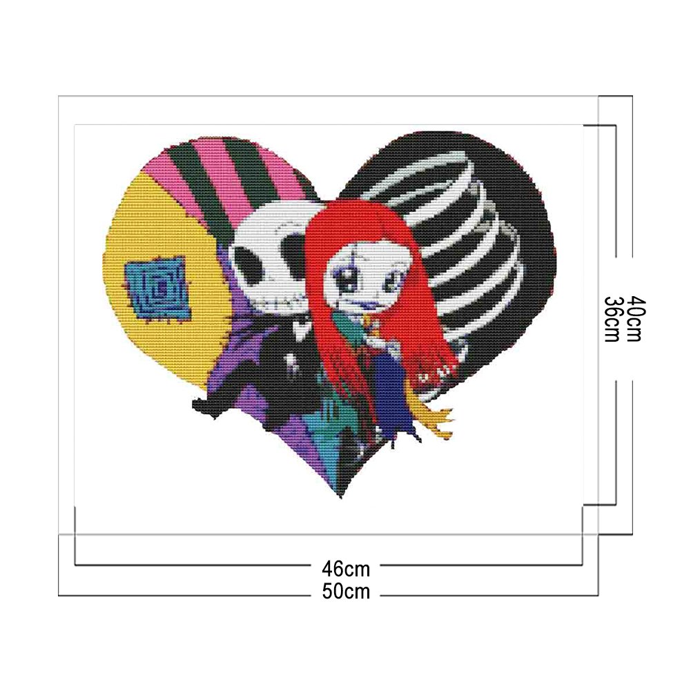 Punto de Cruz Estampado 11ct - Pareja Calavera (40*50cm)