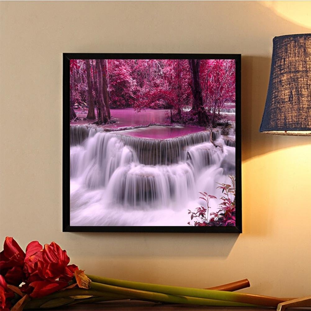 Diamond Painting - Full Round - Purple Forest Waterfall