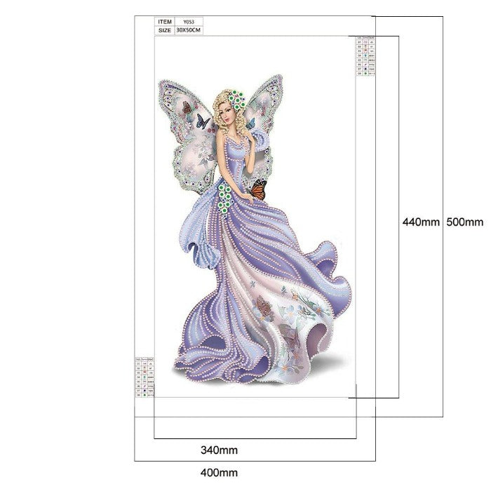 DIY 5D Crystal Rhinestone Diamond Painting Kit Purple Dress Angel (30*50cm)