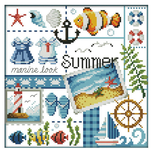 14ct Stamepd Cross stitch Summer (27*26cm)